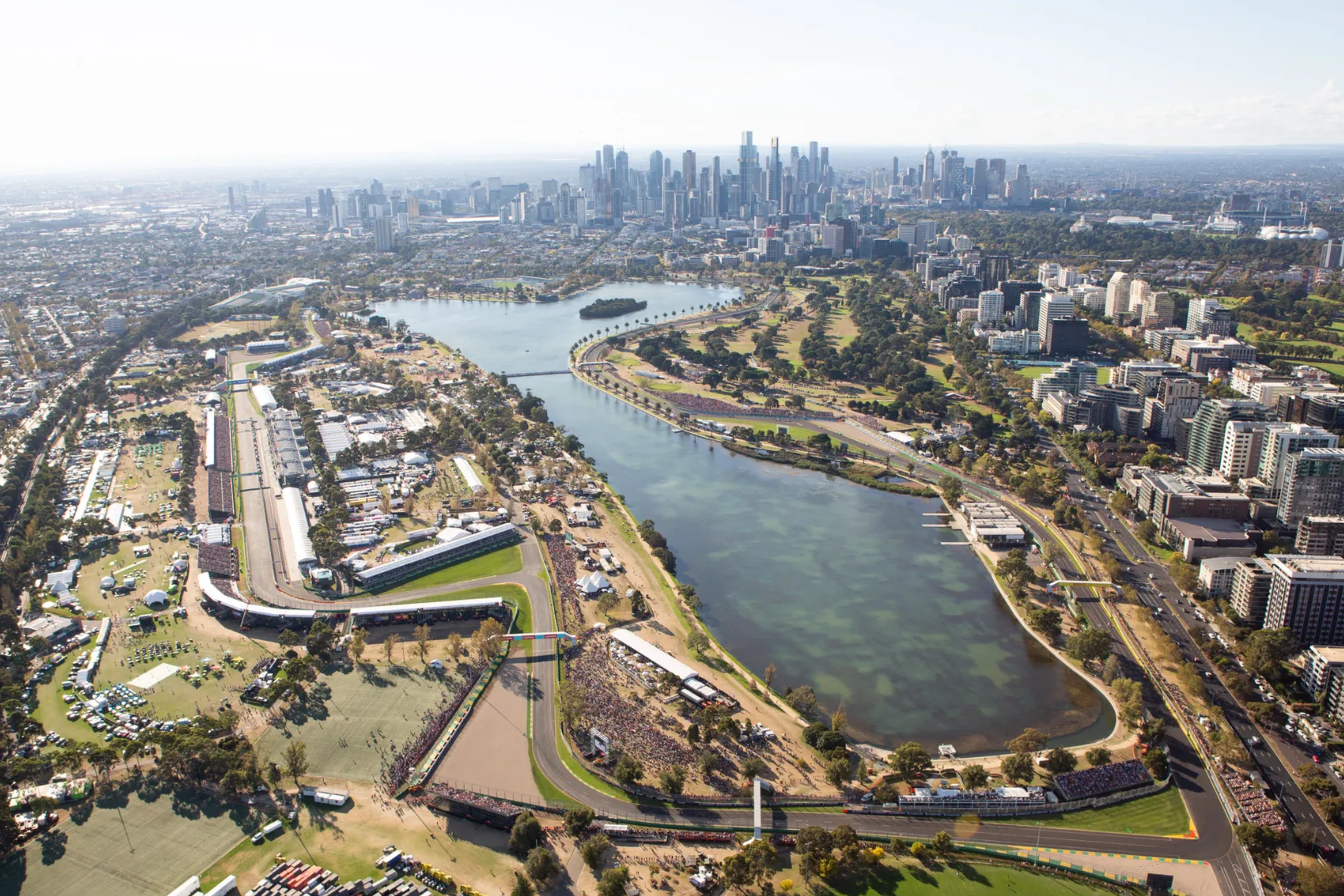 Helicopter joy flight over Albert Park and Melbourne