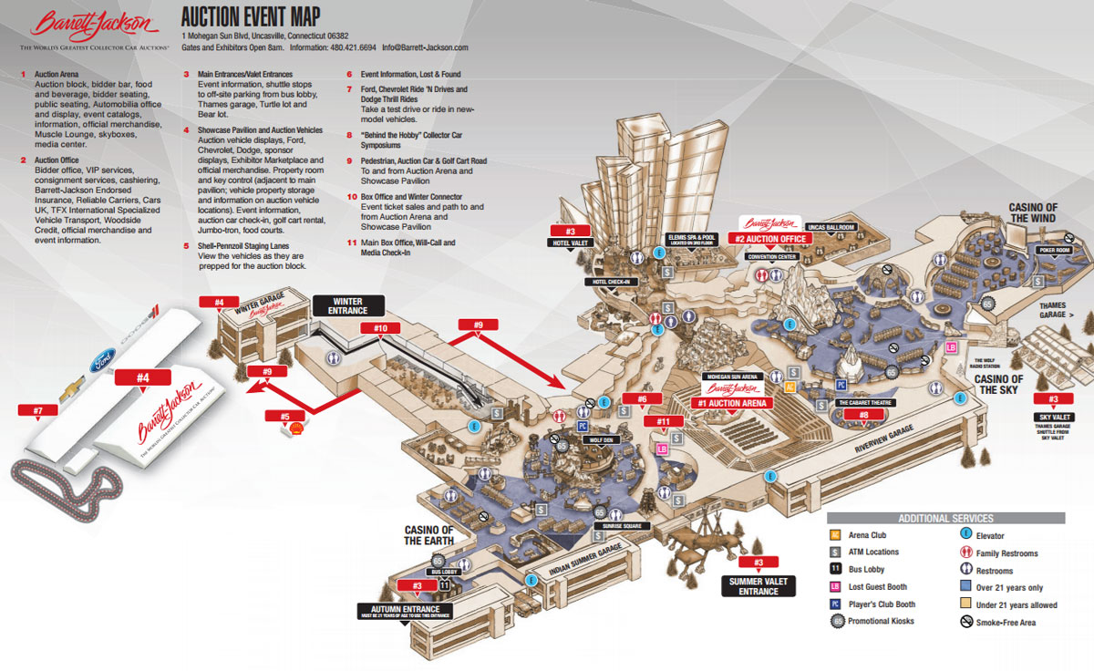 Map Of Mohegan Sun Barrett-Jackson In The Sun - Mohegan Sun